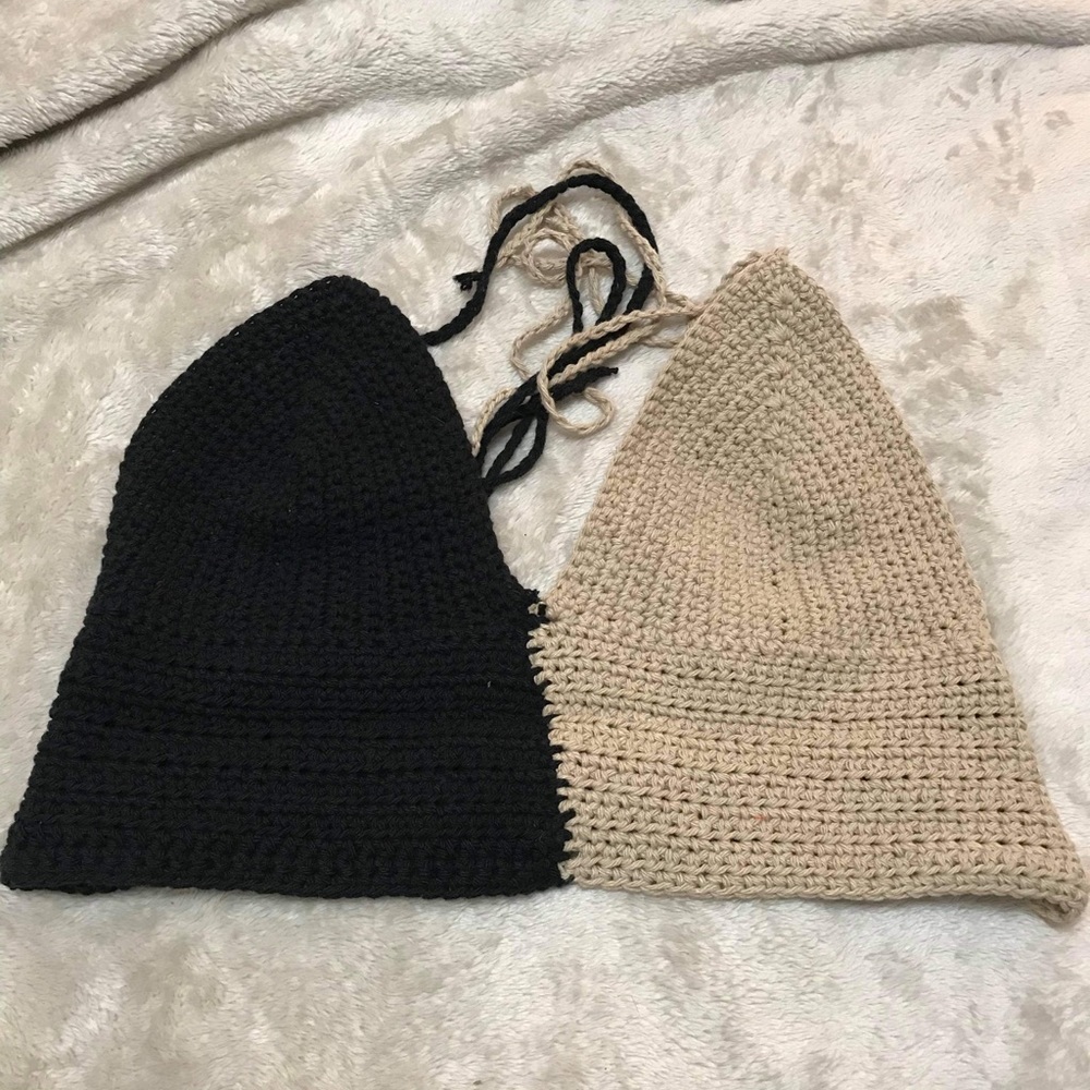 COPY - Split Color Crochet Handmade Halter Top / Bralette